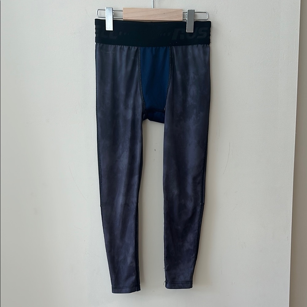 Russell Athletic Black and Blue Marble Athletic Leggings Boys Size 8